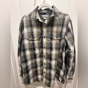 Carhartt. Men’s Relaxed Fit Plaid Cotton Button Down. Blue/Green. Size Large.
